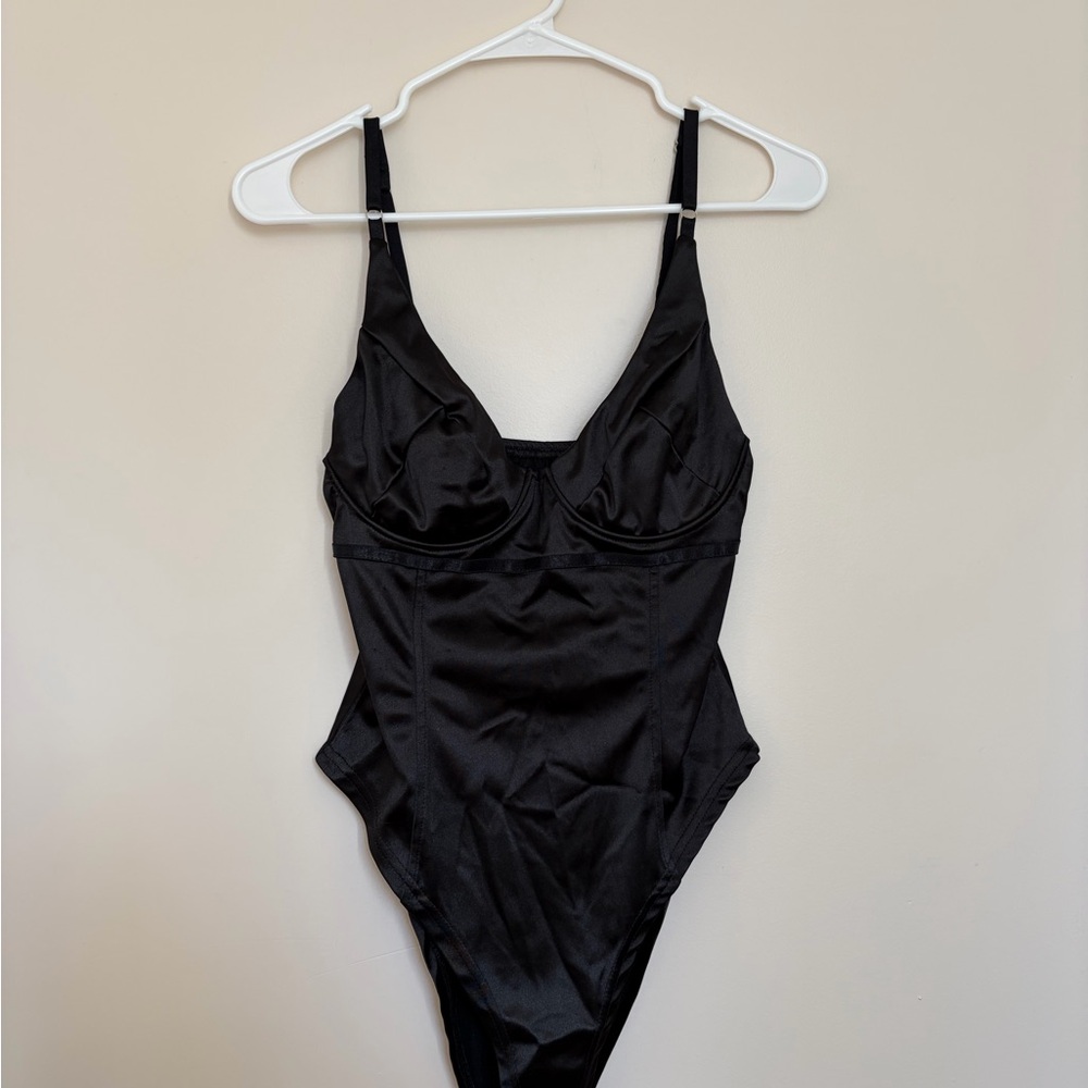 Black Satin Bodysuit